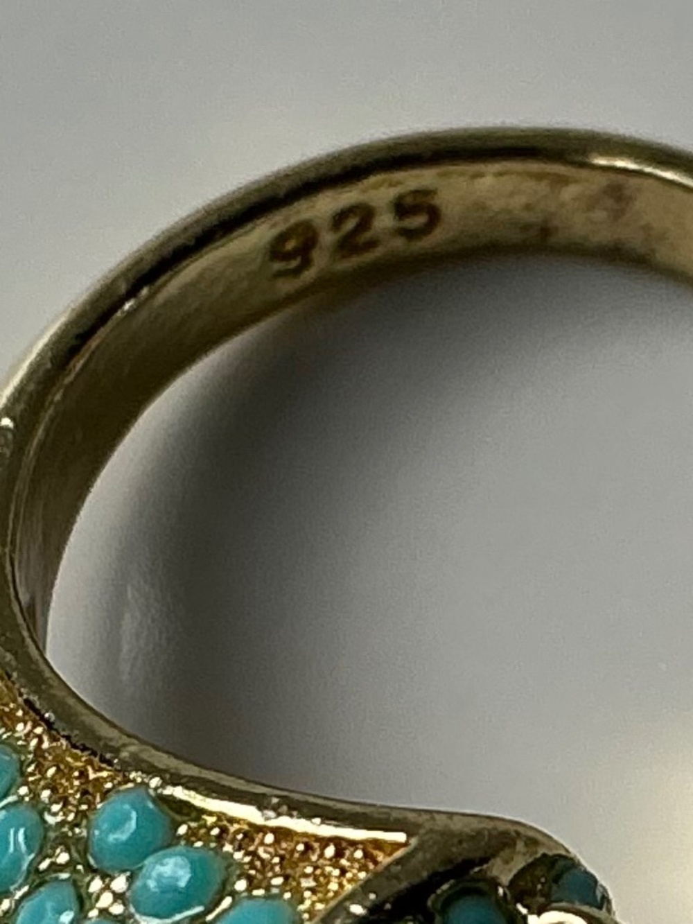 Sterling Silver Bypass Ring Gold Tone Amethyst Turquoise Pavé Style 925 - Picture 11 of 16